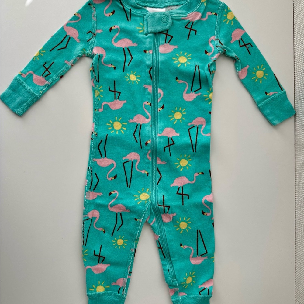 Hanna Andersson Teal Flamingo Zip Sleeper